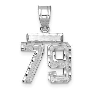 14k White Gold, Varsity Collection, Small D/C Pendant, Number 79